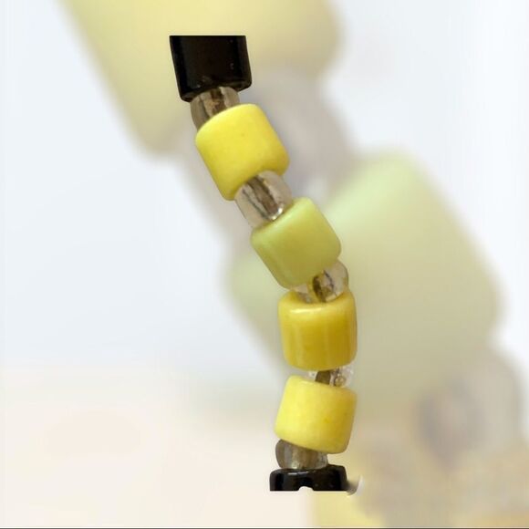 Vintage hand blown glass bead red-green-yellow-black clear  necklace 22”L - Picture 12 of 14